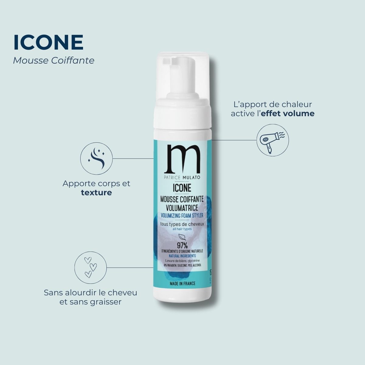 Icone Mousse Coiffante Volumatrice - 150 ml - Mulato