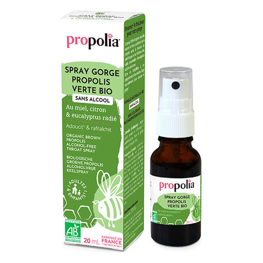 Spray Gorge de Propolis Verte sans Alcool - Bio - 20 ml - Propolia