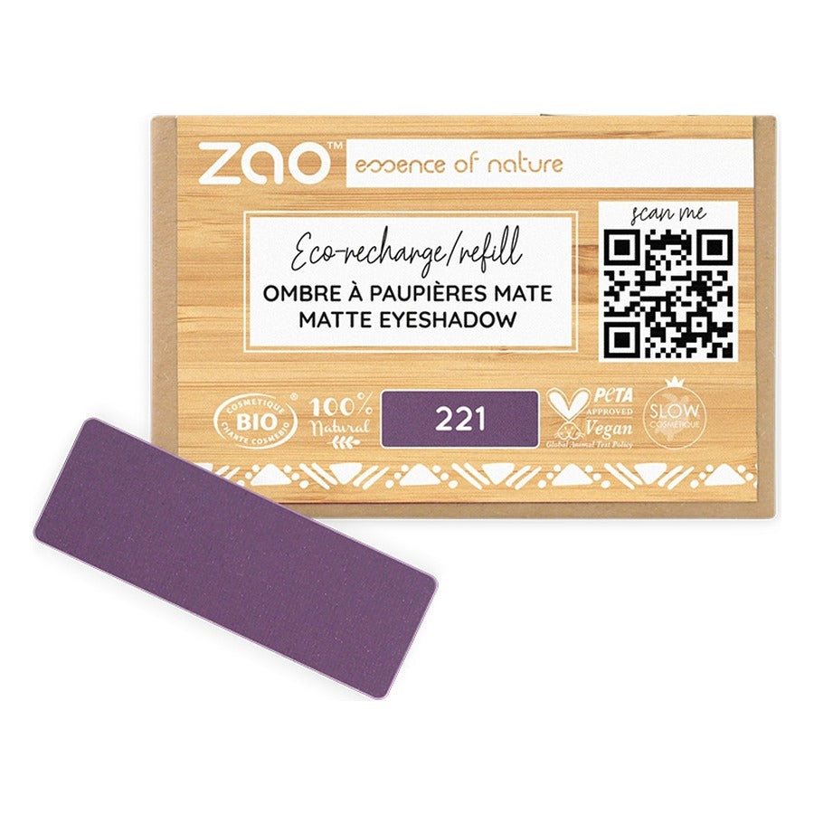 Recharge Ombre à Paupières Rectangle Mat - 1,3 g - Zao - 221 - Prune Mat