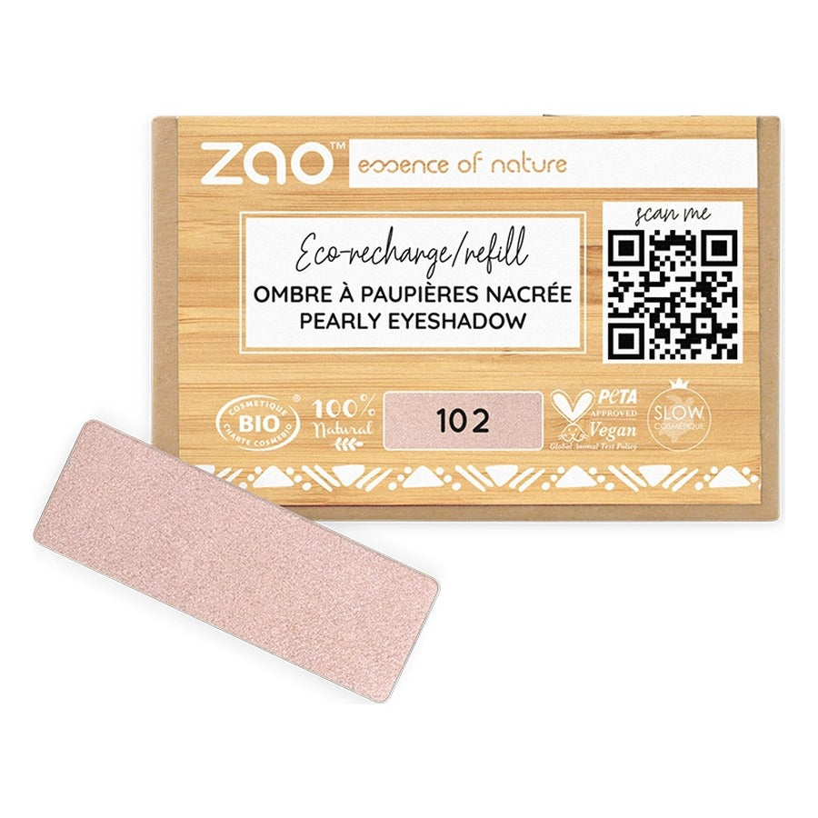 Recharge Ombre à Paupières Rectangle Nacré - 1,3 g - Zao - 102 - Beige Rose
