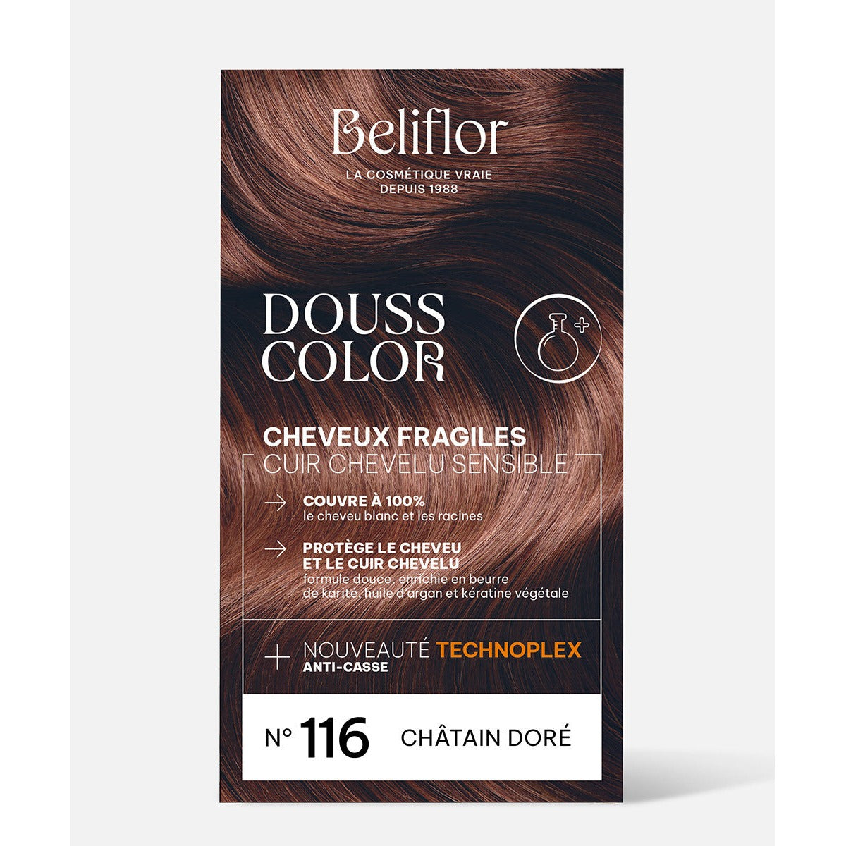 Coloration Dousscolor - Kit de 131 ml - Beliflor - 116 Châtain Doré