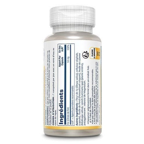 Fer - 14 mg - 60 Gélules Végétales - Solaray
