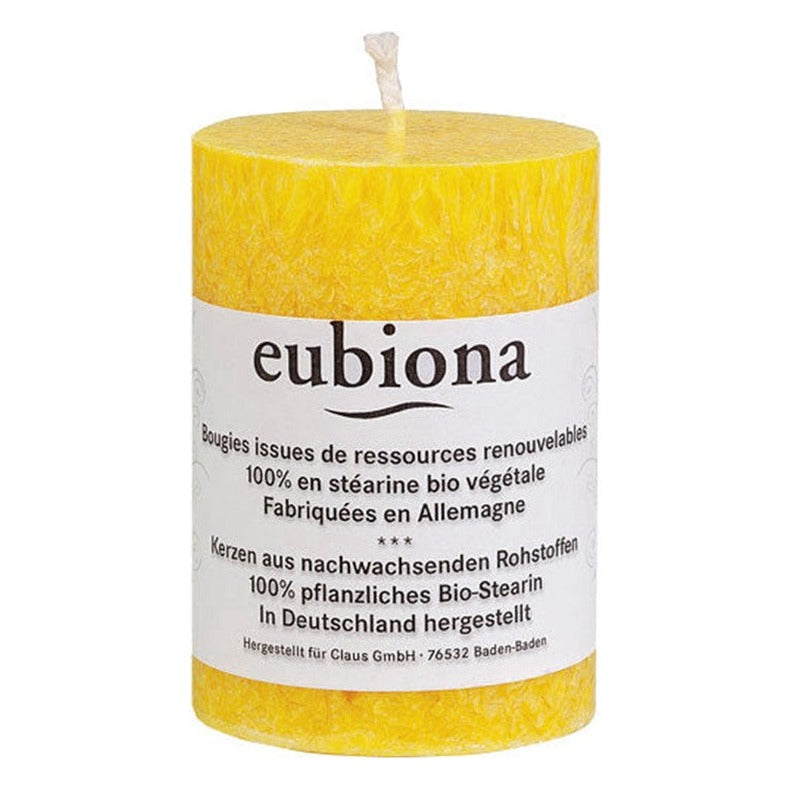Bougie Pilier Jaune Stéarine 56 x 80 mm - 1 Pièce - Bio - Eubiona