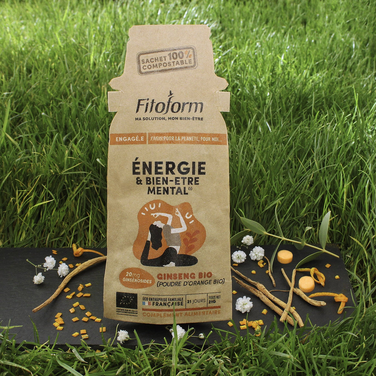 Ginseng - Poudre d'Orange - 42 Comprimés - Bio - Fitoform