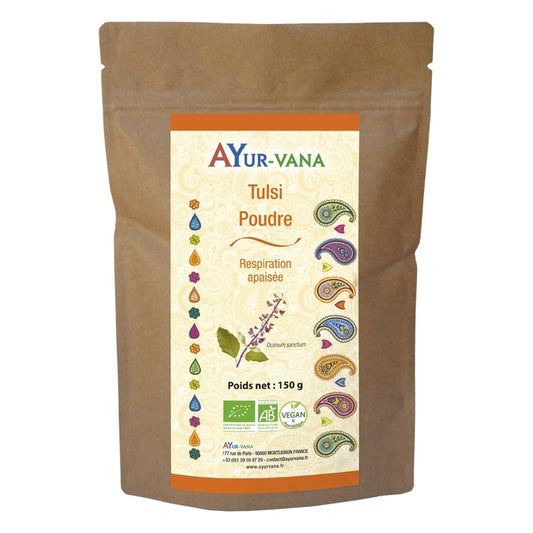Tulsi (Basilic Sacré) - 150 g de Poudre en Sachet - Bio - Ayur-Vana