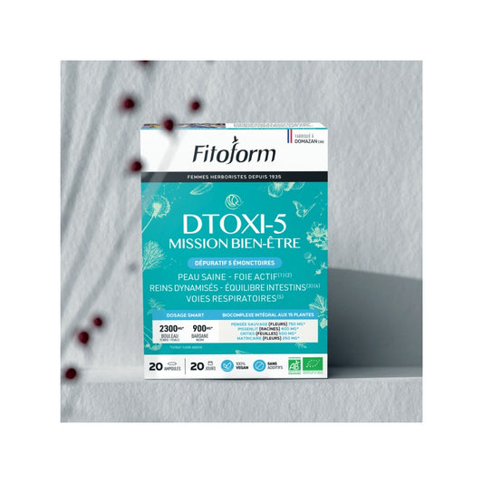 DTOXI-5 Mission Bien-Être - Ampoules de 10 ml - Bio - Fitoform - 20 Ampoules