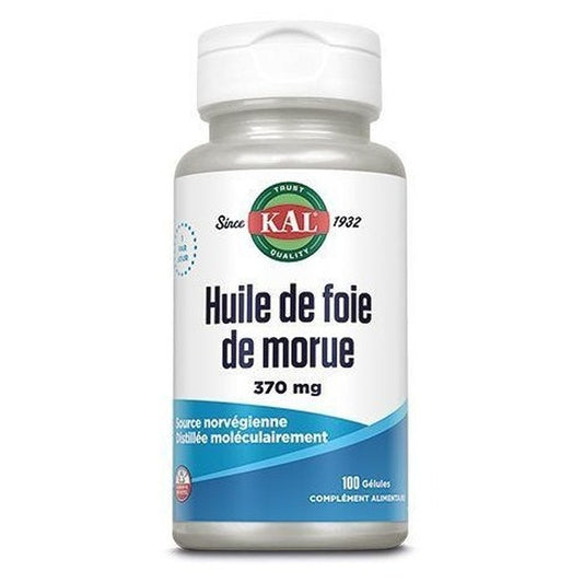 Huile de Foie de Morue - Vitamines A et D - 100 Capsules Molles - KAL