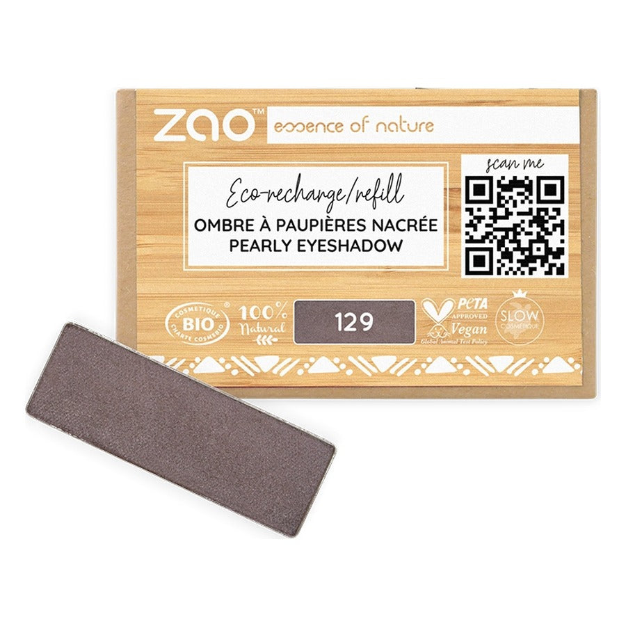 Recharge Ombre à Paupières Rectangle Nacré - 1,3 g - Zao - 129 - Taupe