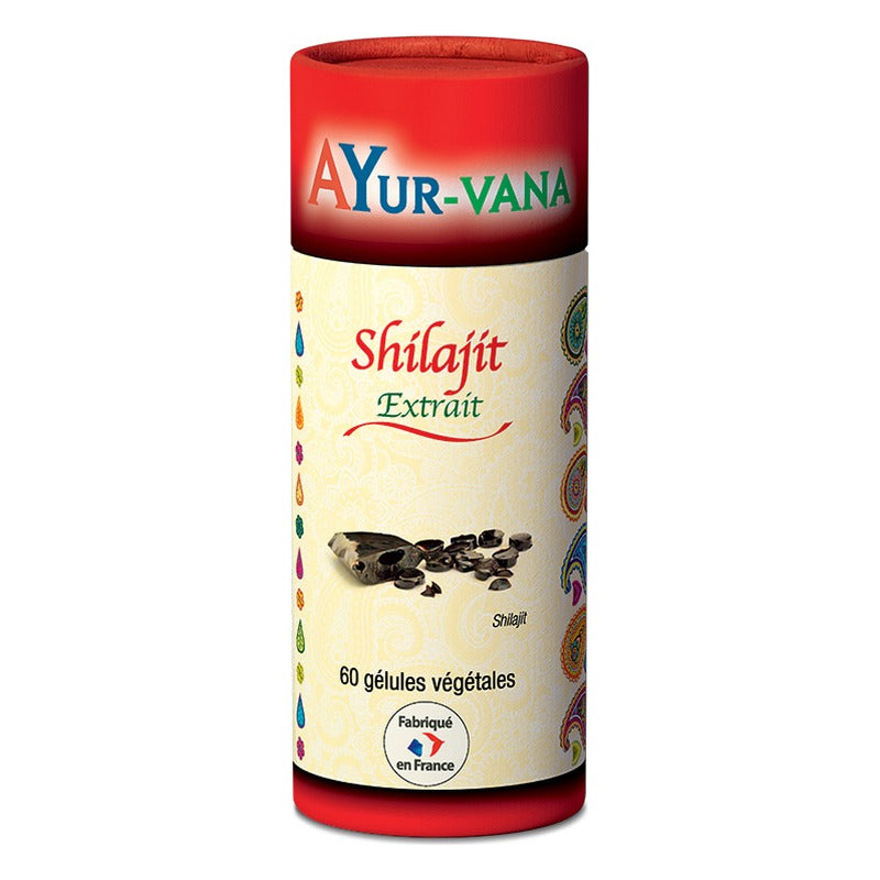 Shilajit - Extrait Titré à 20% d'Acide Fulvique - 60 Gélules Végétales - Ayur-Vana