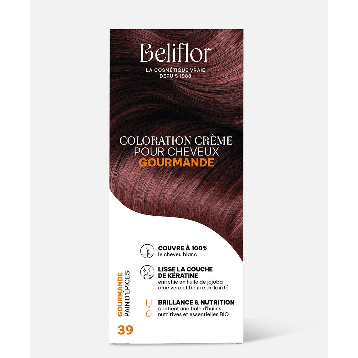 Coloration Crème Sans Ammoniaque - Kit de 135 ml - Beliflor - 39 Pain d’Épices