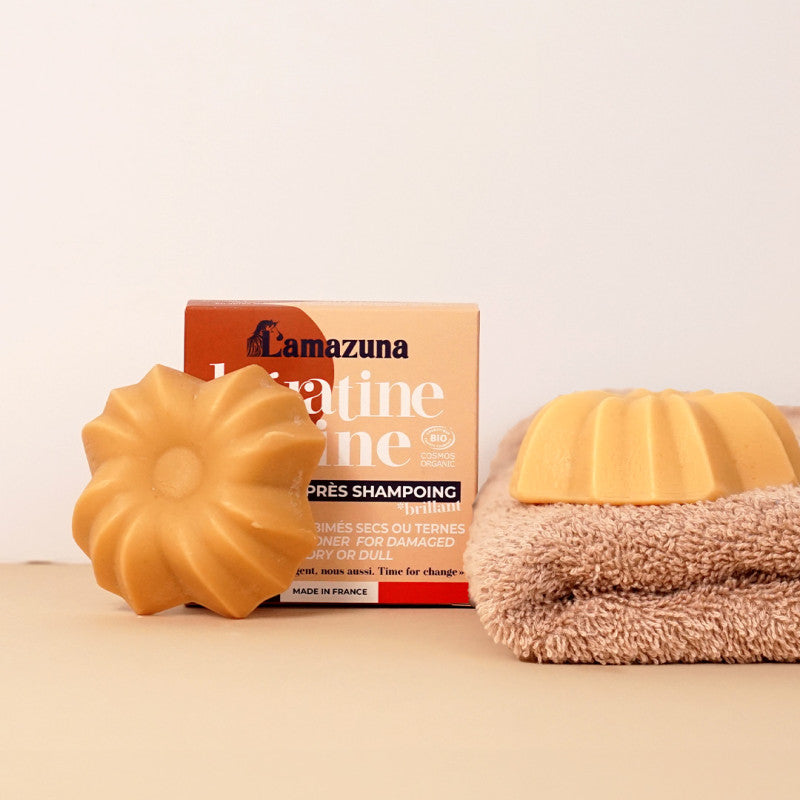 Masque et Après-Shampooing Solide 2-en-1 - Kératine Shine - 74 ml - Bio - Lamazuna