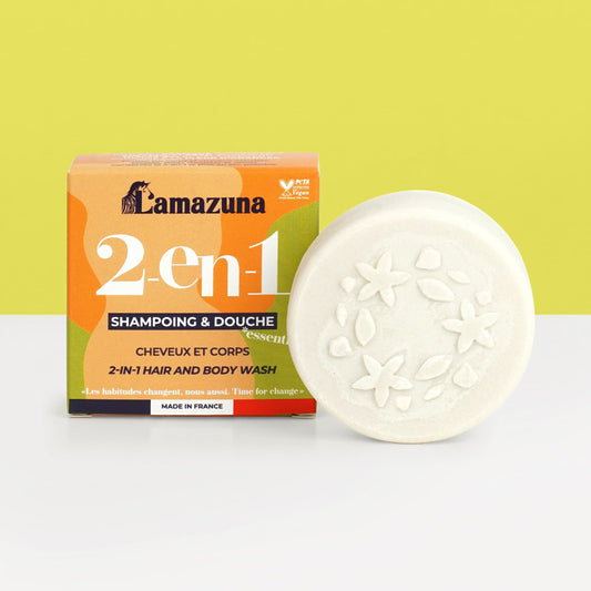 Shampooing-Douche Solide 2-en-1 Corps et Cheveux - Fleur d'Oranger - 70 ml - Lamazuna