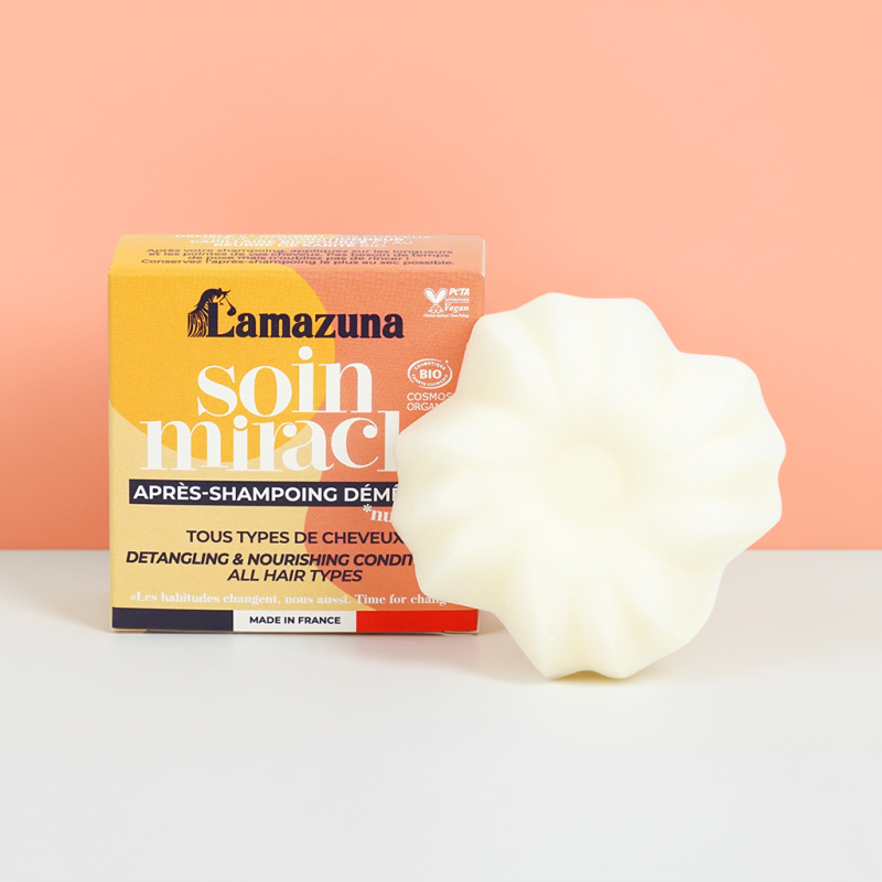 Après-Shampooing Solide Démêlant - Soin Miracle - 74 ml - Bio - Cosmos Organic - Lamazuna