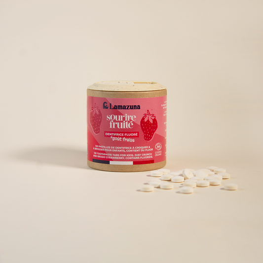Dentifrice à Croquer Enfant avec Fluor - Fraise - 120 Pastilles - Bio - Cosmos Organic - Lamazuna