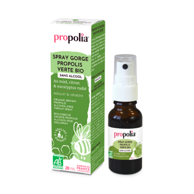 Spray Gorge de Propolis Verte sans Alcool - Bio - 20 ml - Propolia