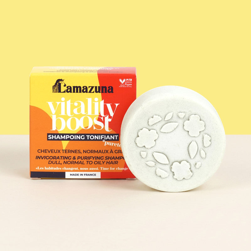 Shampooing Solide Tonifiant Cheveux Normaux - Vitality Boost - 70 ml - Lamazuna